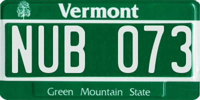 VT license plate NUB073