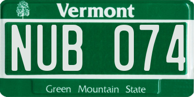 VT license plate NUB074