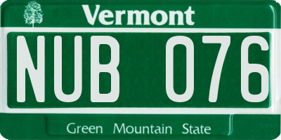 VT license plate NUB076