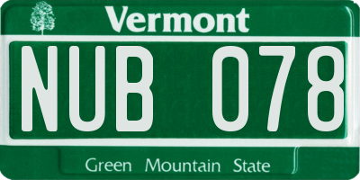 VT license plate NUB078