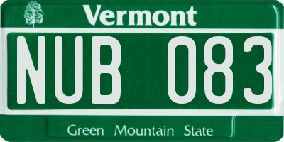 VT license plate NUB083