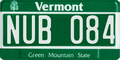 VT license plate NUB084