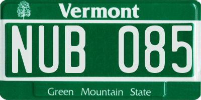VT license plate NUB085