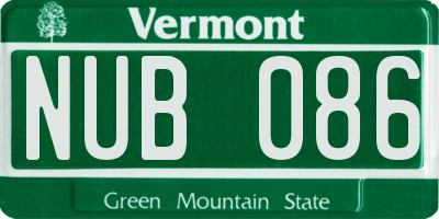VT license plate NUB086