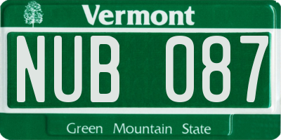 VT license plate NUB087
