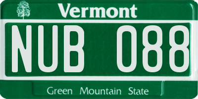 VT license plate NUB088