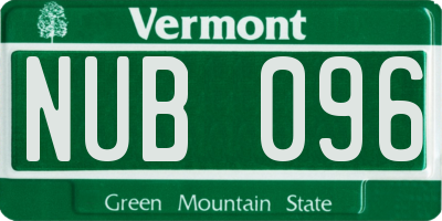 VT license plate NUB096