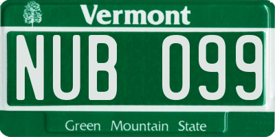 VT license plate NUB099