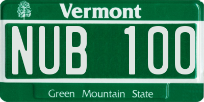 VT license plate NUB100