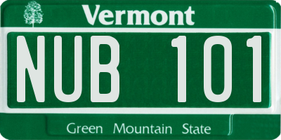 VT license plate NUB101