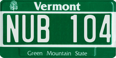VT license plate NUB104