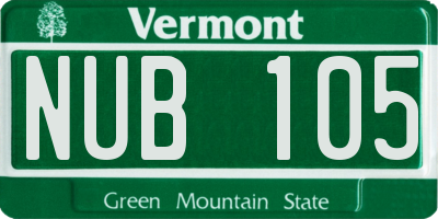 VT license plate NUB105