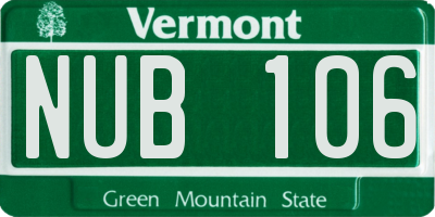 VT license plate NUB106