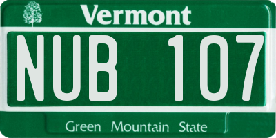 VT license plate NUB107