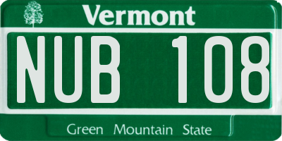 VT license plate NUB108