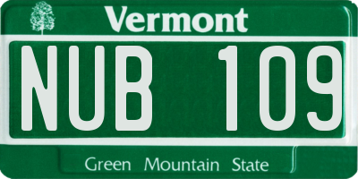 VT license plate NUB109