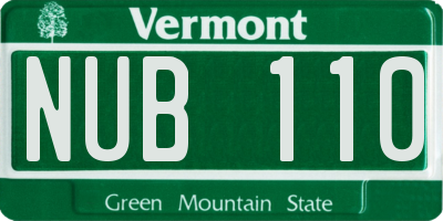 VT license plate NUB110
