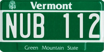 VT license plate NUB112