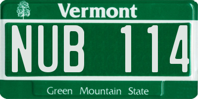 VT license plate NUB114