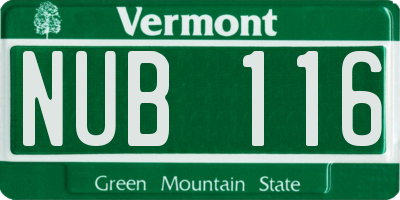 VT license plate NUB116