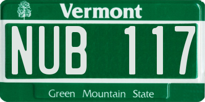 VT license plate NUB117