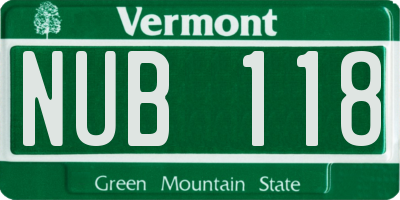 VT license plate NUB118