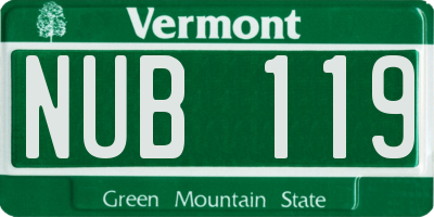 VT license plate NUB119
