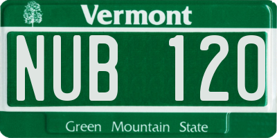 VT license plate NUB120