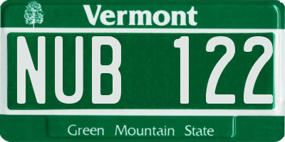VT license plate NUB122