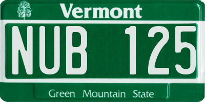 VT license plate NUB125