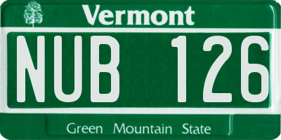 VT license plate NUB126