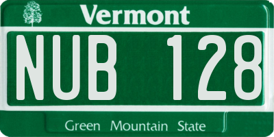 VT license plate NUB128
