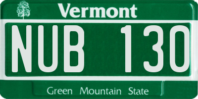 VT license plate NUB130