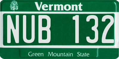 VT license plate NUB132