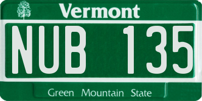 VT license plate NUB135