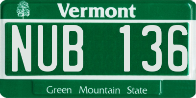 VT license plate NUB136