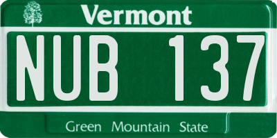 VT license plate NUB137