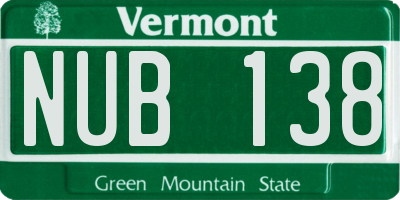VT license plate NUB138