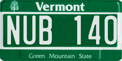 VT license plate NUB140