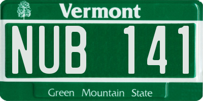 VT license plate NUB141