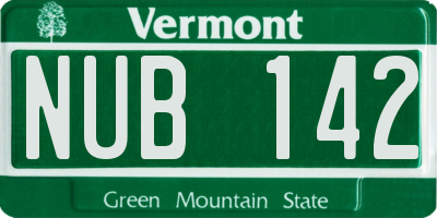 VT license plate NUB142