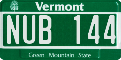 VT license plate NUB144