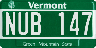 VT license plate NUB147