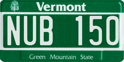 VT license plate NUB150
