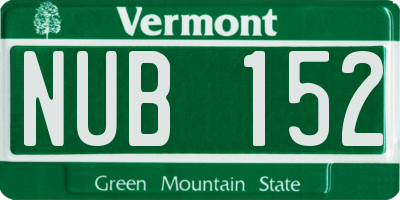 VT license plate NUB152