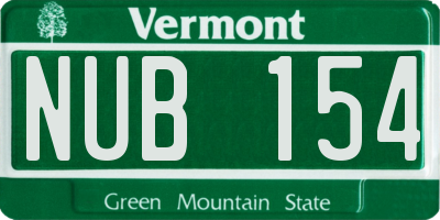 VT license plate NUB154