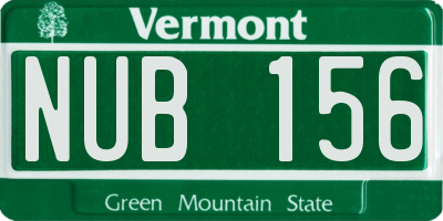 VT license plate NUB156