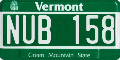 VT license plate NUB158