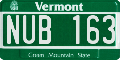 VT license plate NUB163