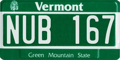 VT license plate NUB167